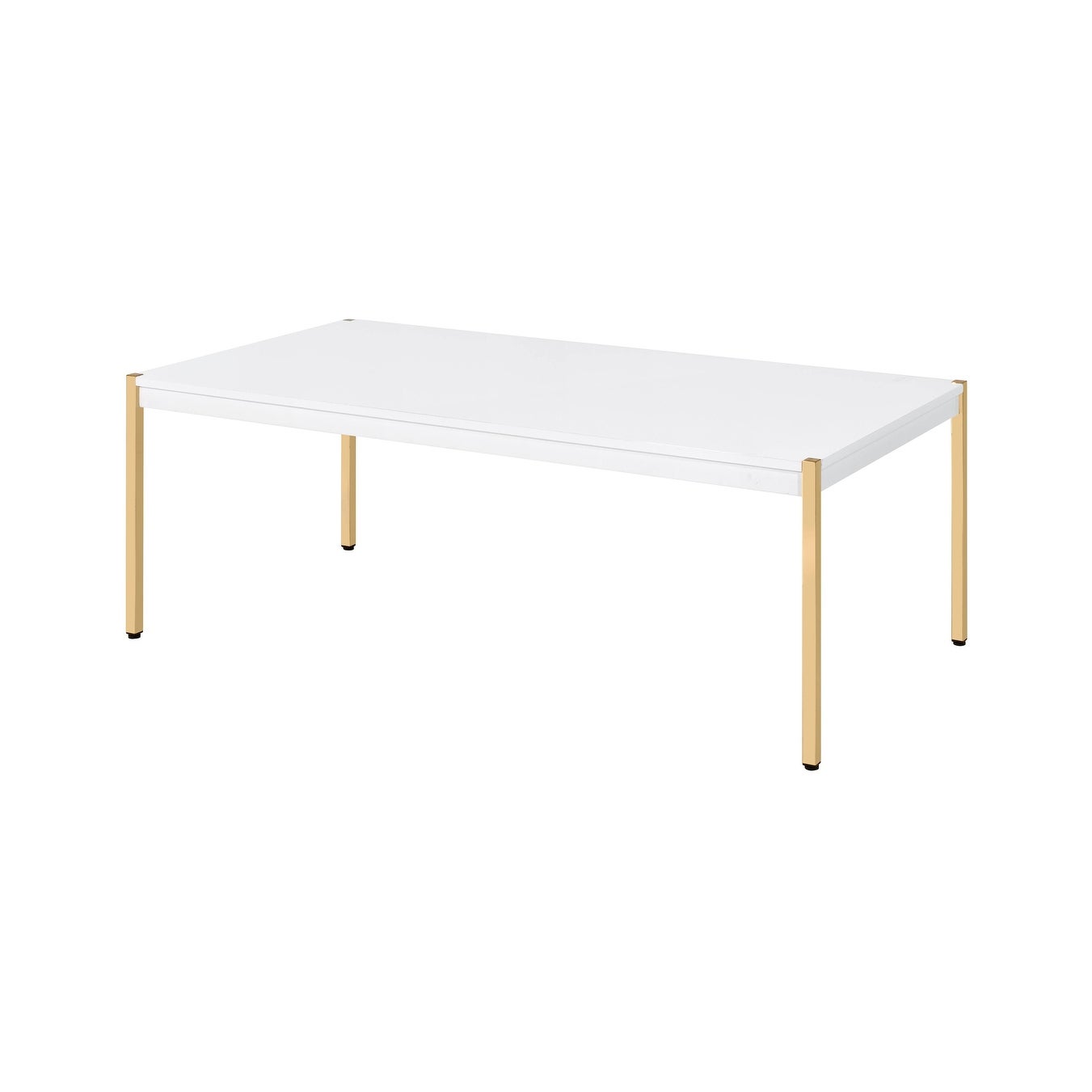 ACME Otrac Rectangular Coffee Table in White and Gold - Mycitystee
