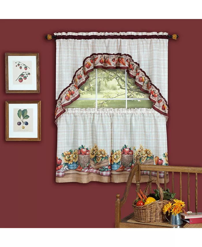 Achim Farmer's Market Printed Tier and Swag Window Curtain Set， 57x24 - Mycitystee