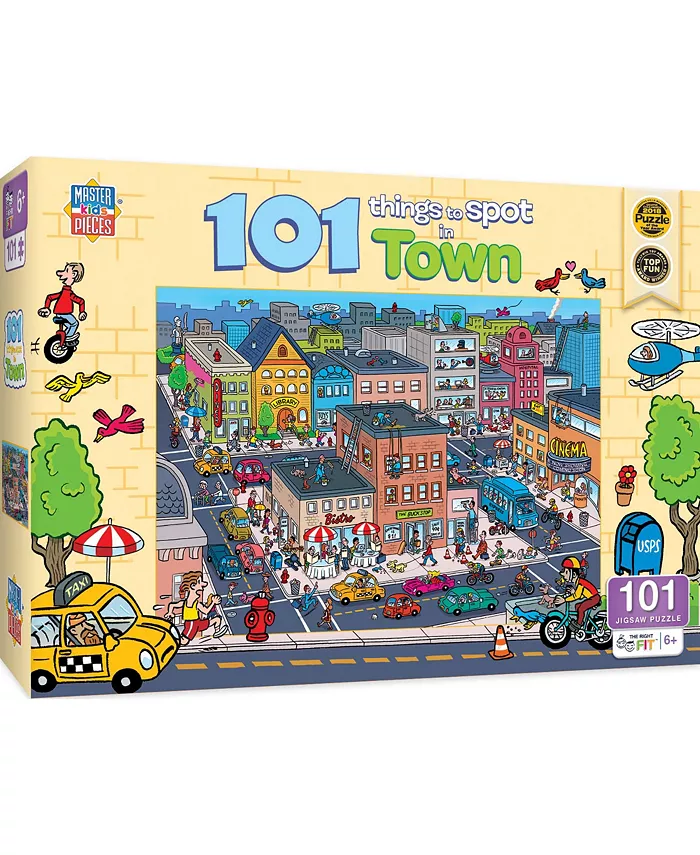 MasterPieces Puzzles 101 Things to Spot - In Town 100 Piece Kids Puzzle - Mycitystee