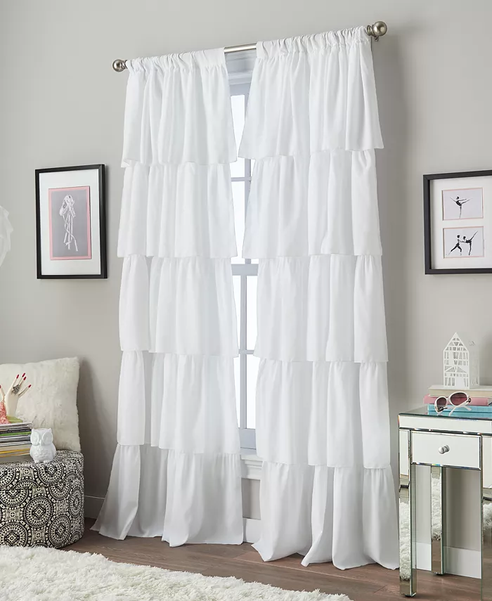 Curtainworks Ruffled Rod Pocket Single Curtain Panel， 42