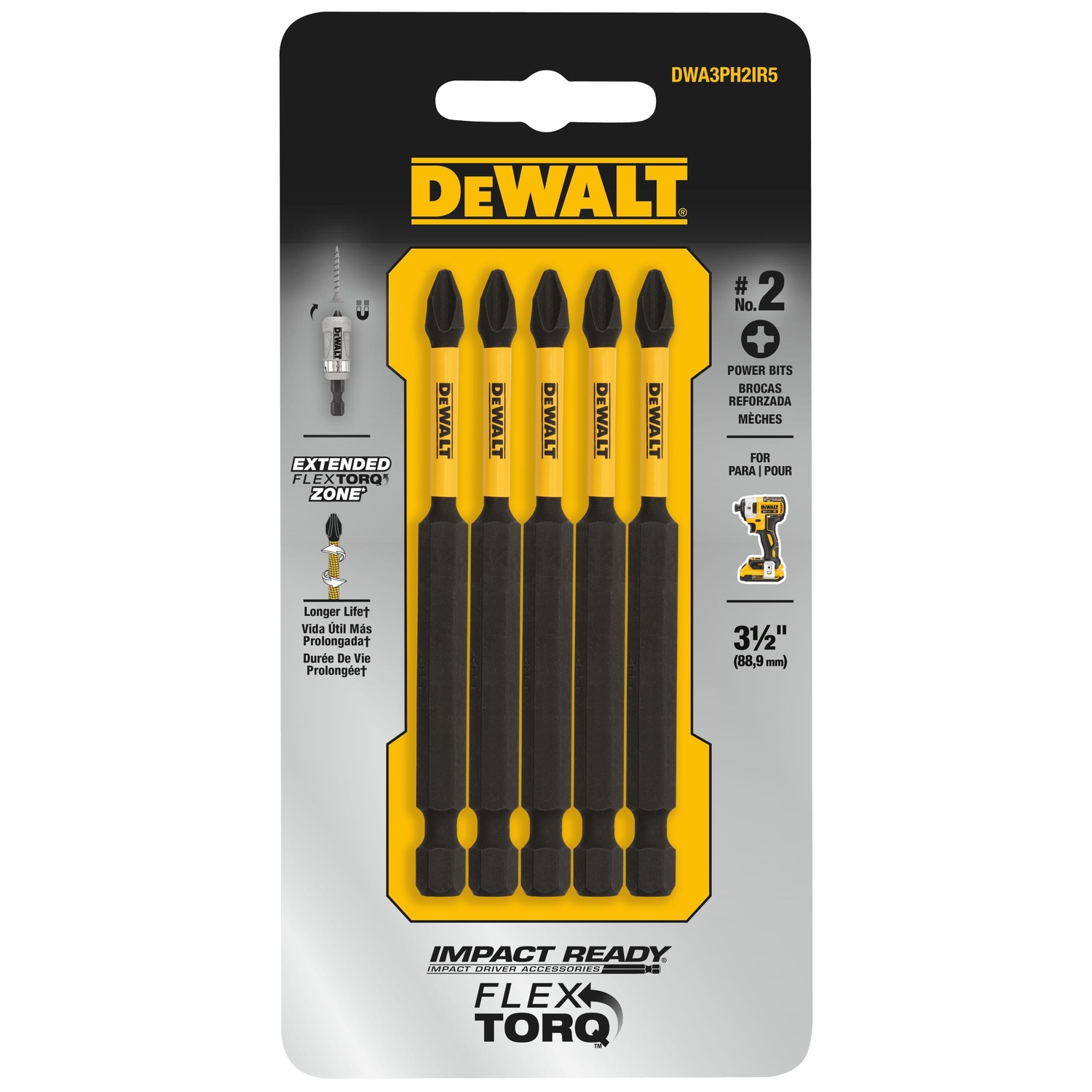 DeWalt Impact Ready Phillips #2 X 3-1/2 in. L Screwdriver Bit 5 pc - Mycitystee
