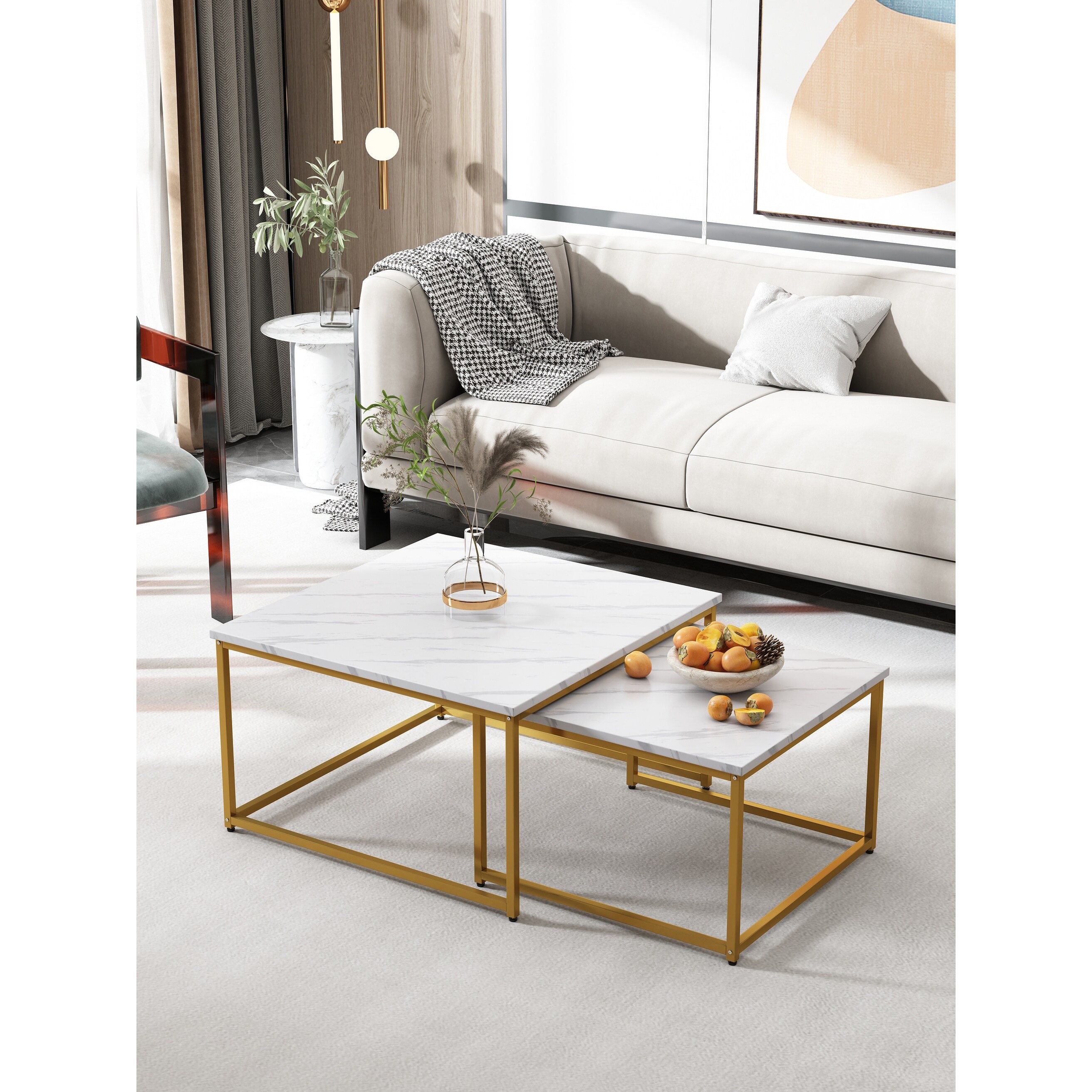 MarbleandMetal Nesting Coffee Tables Set(2pc) - Mycitystee