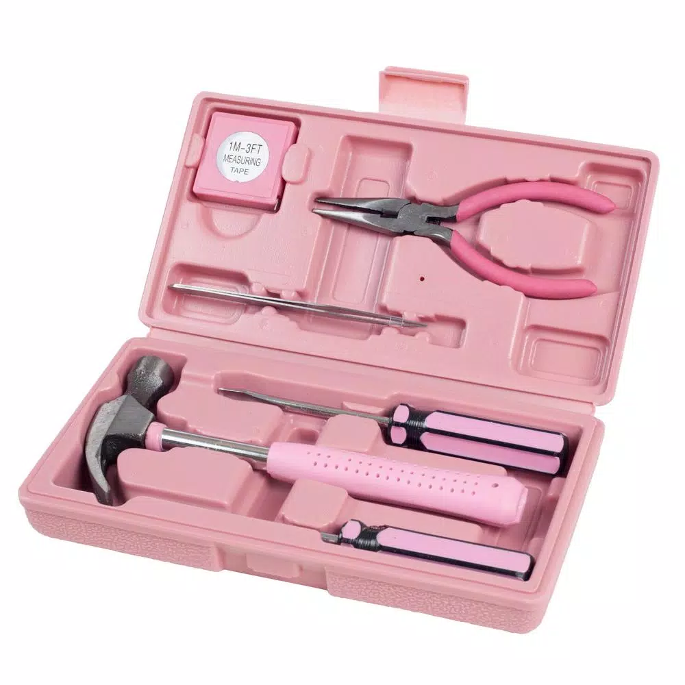 Stalwart 9-Piece Pink Home Hand Tools， Tool Set and#8211; XDC Depot - Mycitystee