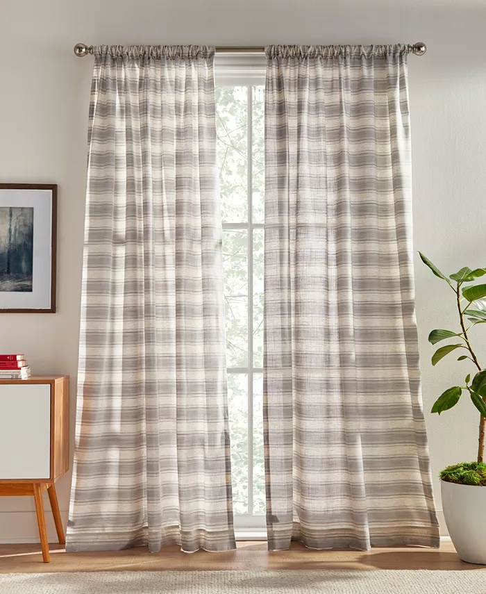Tommy Hilfiger Whelan Stripe Pole Top Dusty 2-Piece Curtain Panel， 50