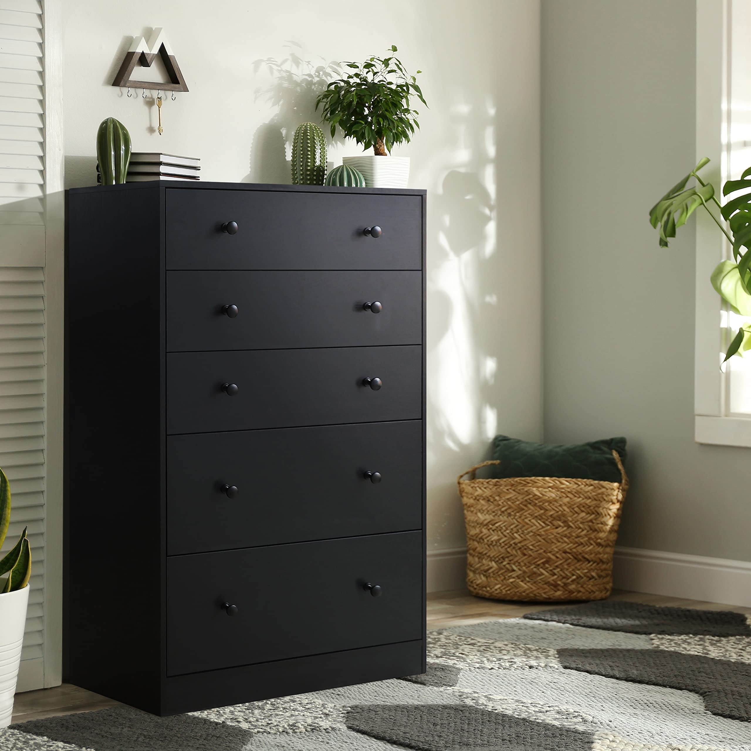 Tall Dresser for Bedroom， 5 Drawer Dresser Chest of Drawers， 47.6