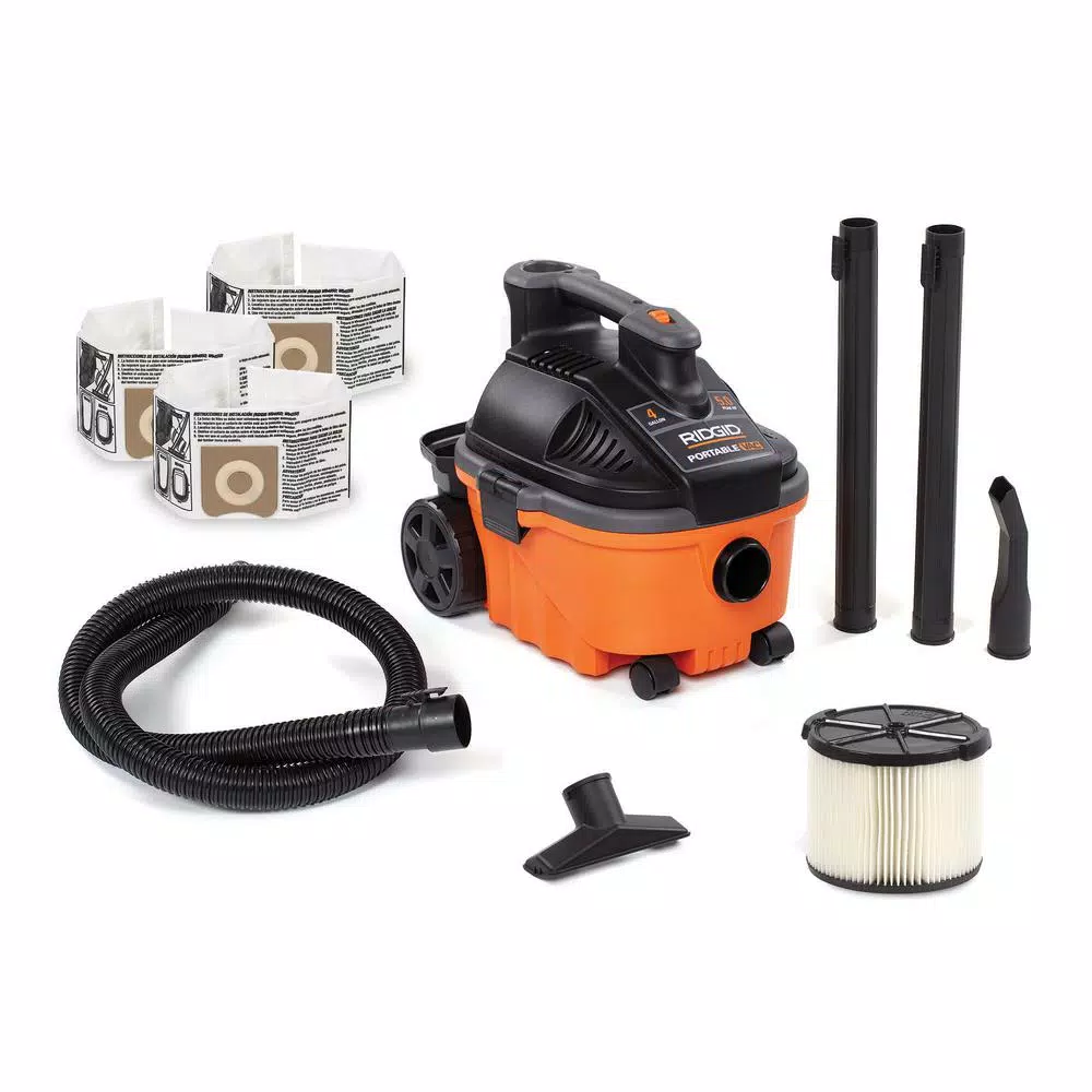 RIDGID 4 Gal. 5.0-Peak HP Portable Wet/Dry Shop Vacuum with Filter， Dust Bags， Hose and Accessories and#8211; XDC Depot - Mycitystee