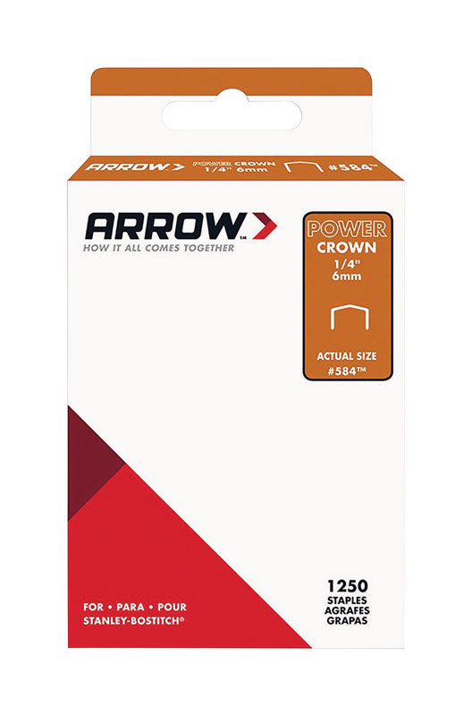 Arrow #584 3/8 in. W X 1/4 in. L 18 Ga. Power Crown Standard Staples 1250 pk - Mycitystee
