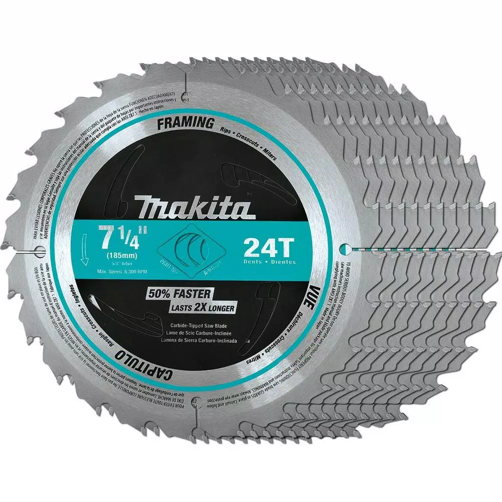 Makita 7-1/4 in. 24-Teeth Carbide-Tipped Framing Blade (10-Pack) and#8211; XDC Depot - Mycitystee