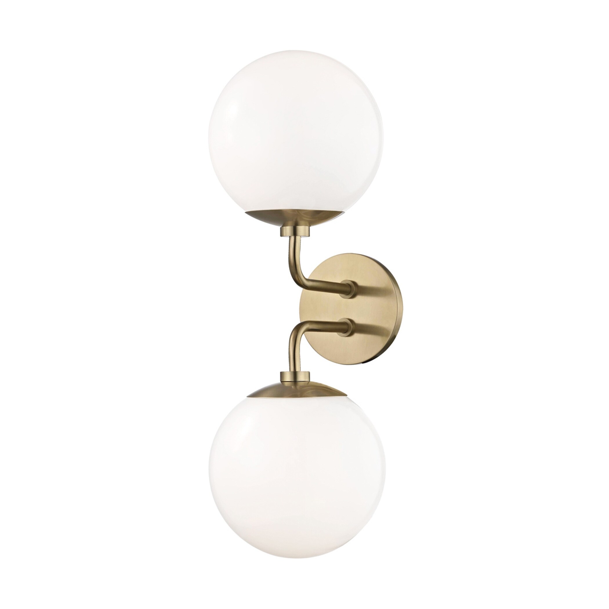 Mitzi by Hudson Valley Stella 2-light Aged Brass Wall Sconce， Opal Glossy Glass - Mycitystee