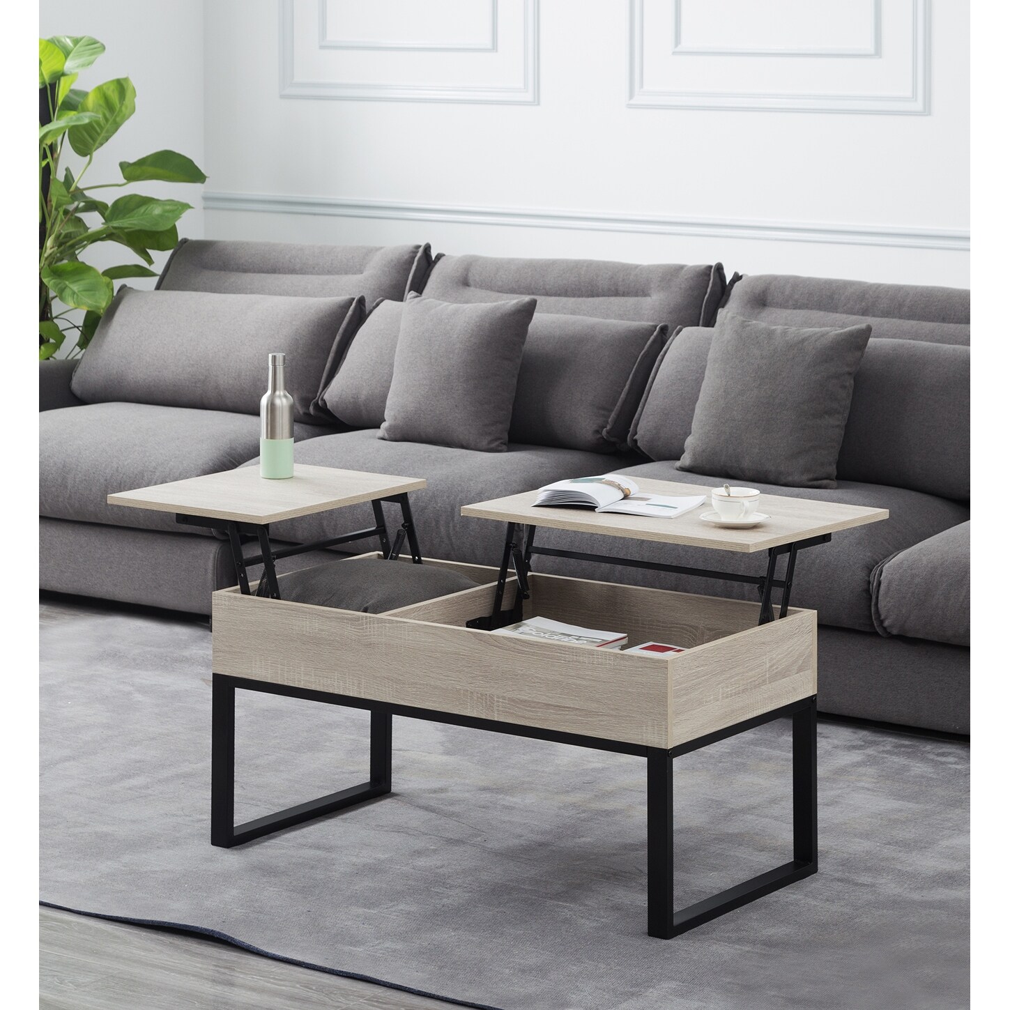 Lift Top Extendable Coffee Table with Storage for Living Room - Mycitystee
