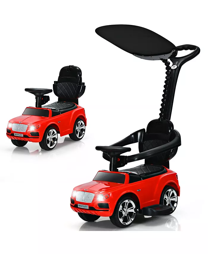 Costway 3-in-1 Licensed Bentley Kids Ride On Push Car Toddler Sliding Car w Canopy - Mycitystee