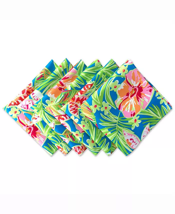 Design Imports Summer Floral Print Outdoor Napkin Set of 6 - Mycitystee