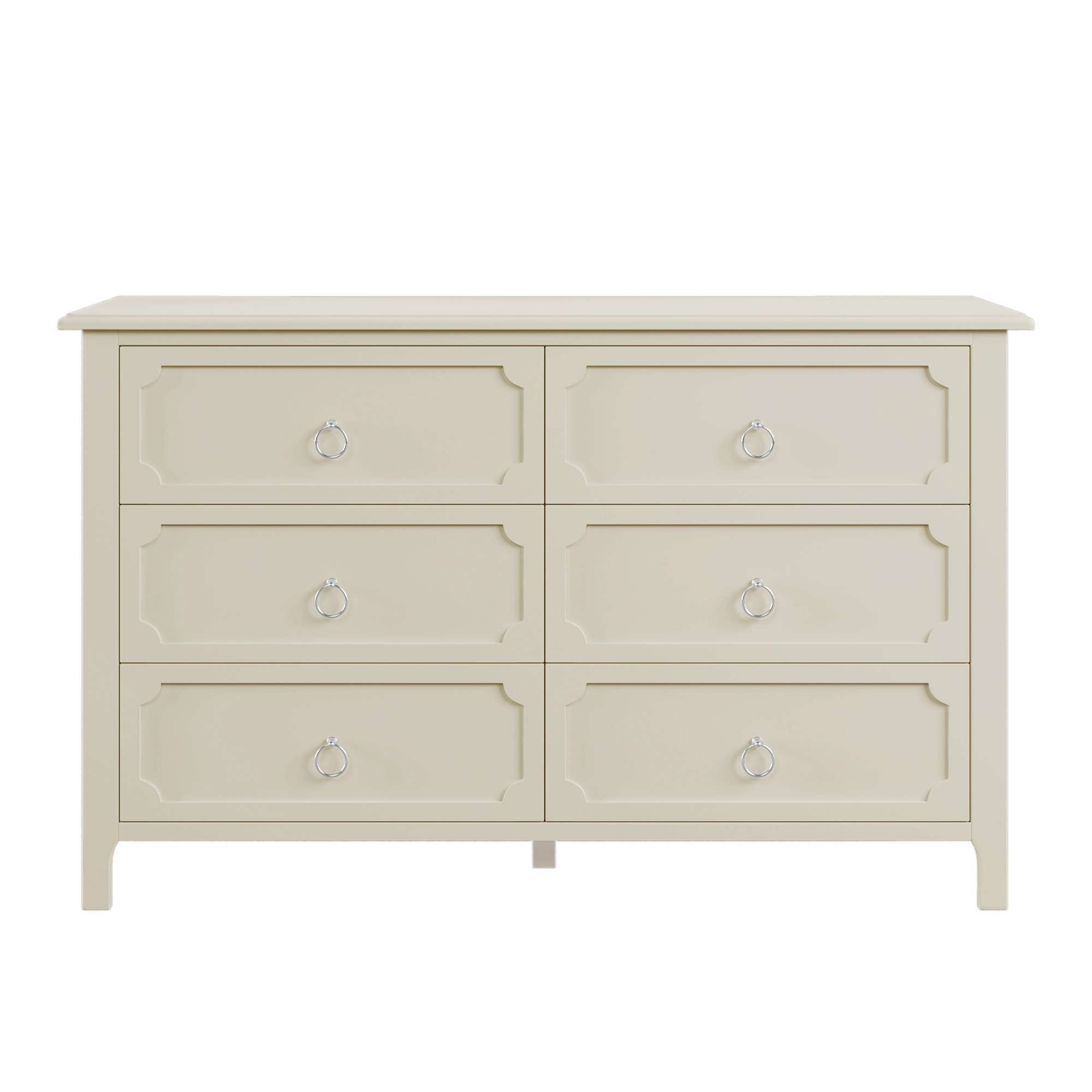 Milky White Rubber Wooden Dresser Large Drawers for Living Room Guest Room Bedroom - - 37640602 - Mycitystee