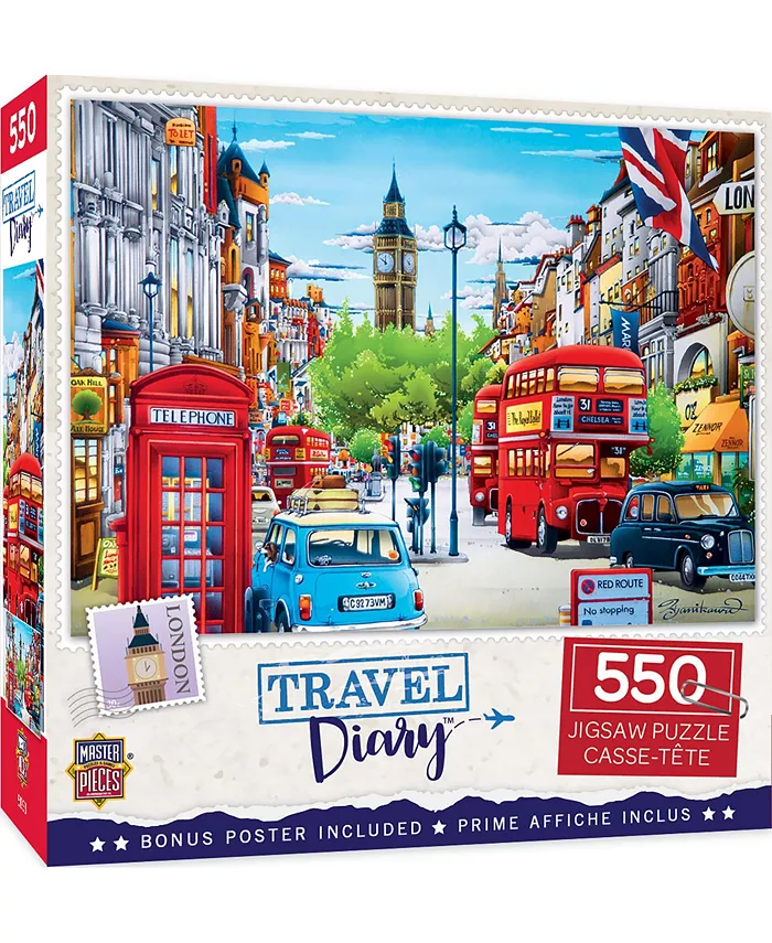 MasterPieces Puzzles Travel Diary - London 550 Piece Adult Jigsaw Puzzle - Mycitystee