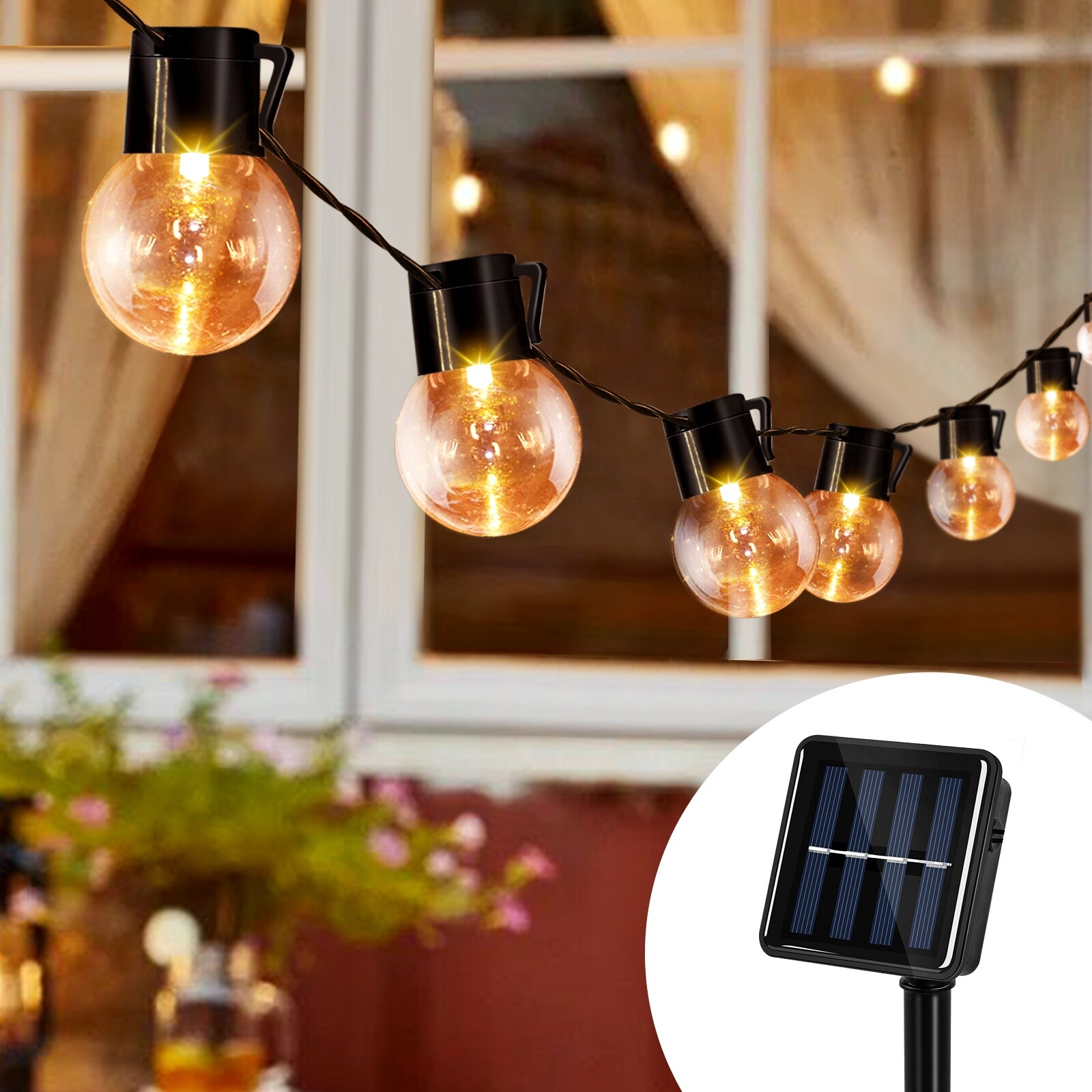 11.48FT Solar Fairy Lights Outdoor Solar Retro Bulb 8 Modes IP65 - Mycitystee