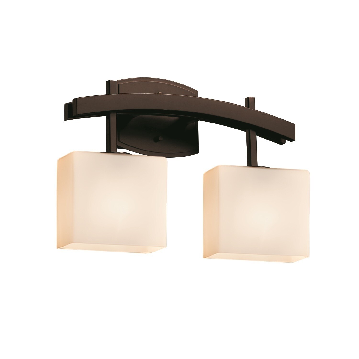 Justice Design Fusion Archway 2-light Dark Bronze Bath Bar， Opal Rectangle Shade - Mycitystee