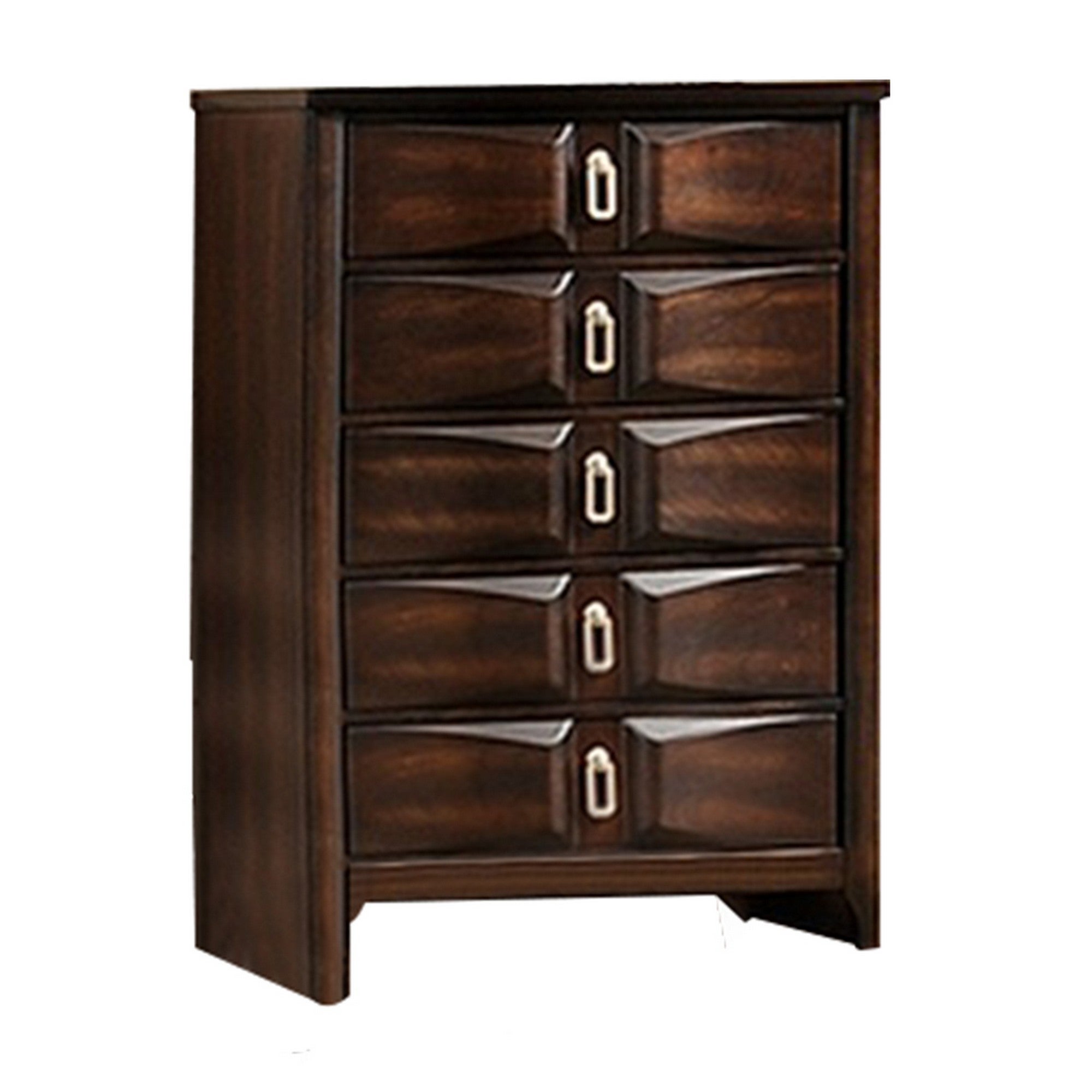 Five Drawers Chest with Natural Wood Grain Details， Brown - - 32500093 - Mycitystee