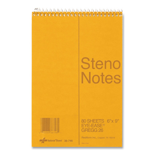 National Paper Standard Spiral Steno Pad， Gregg Rule， Brown Cover， 80 Eye-Ease Green 6 x 9 Sheets (36746) - Mycitystee