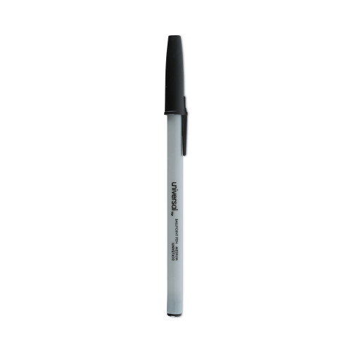Universal Stick Ballpoint Pen， Medium 1mm， Black Ink， Gray Barrel， Dozen (27410) - Mycitystee