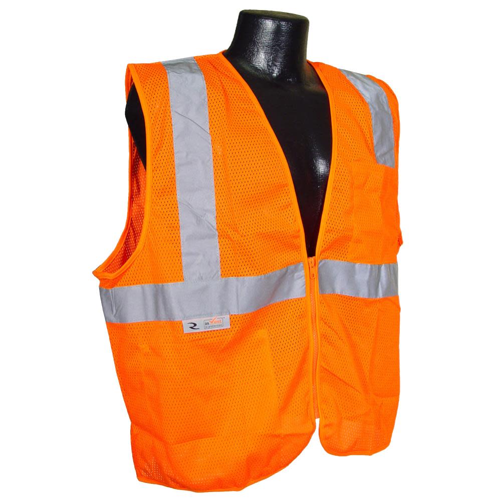 Solid Economy Type R Class 2 Safety Vest with Zipper - Hi Viz Orange - 5X - Mycitystee