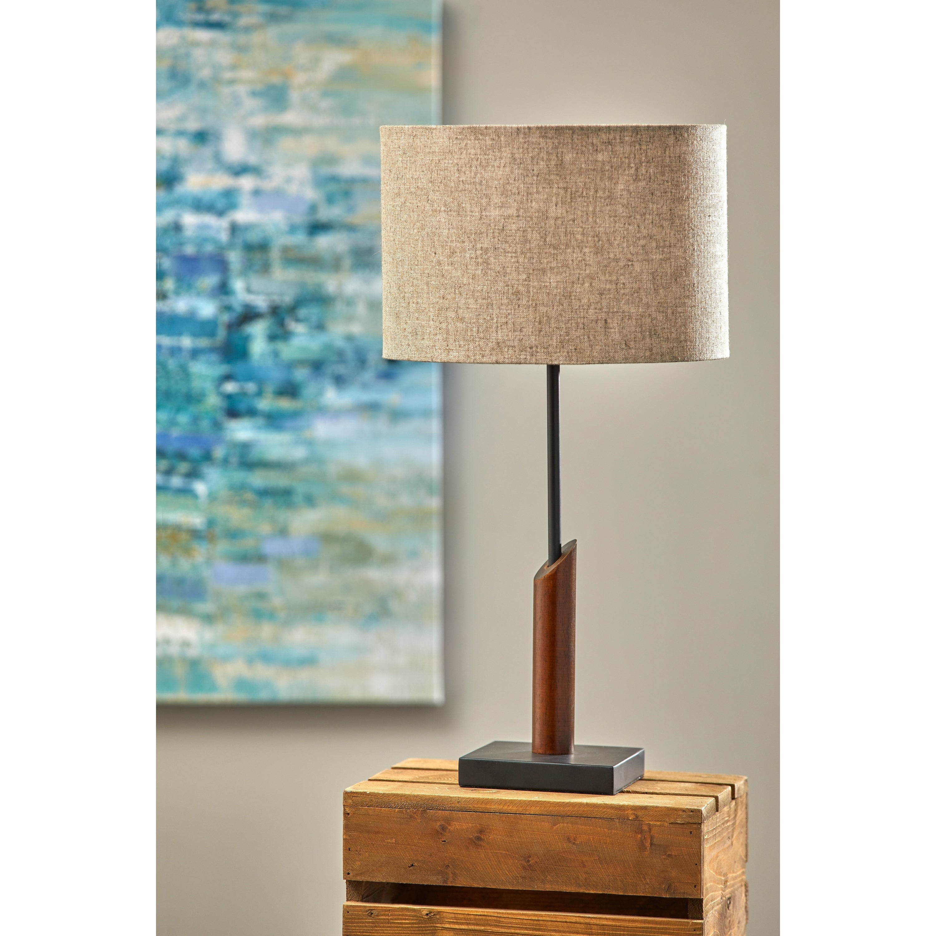 Adesso Black and Walnut Ethan Table Lamp - Mycitystee