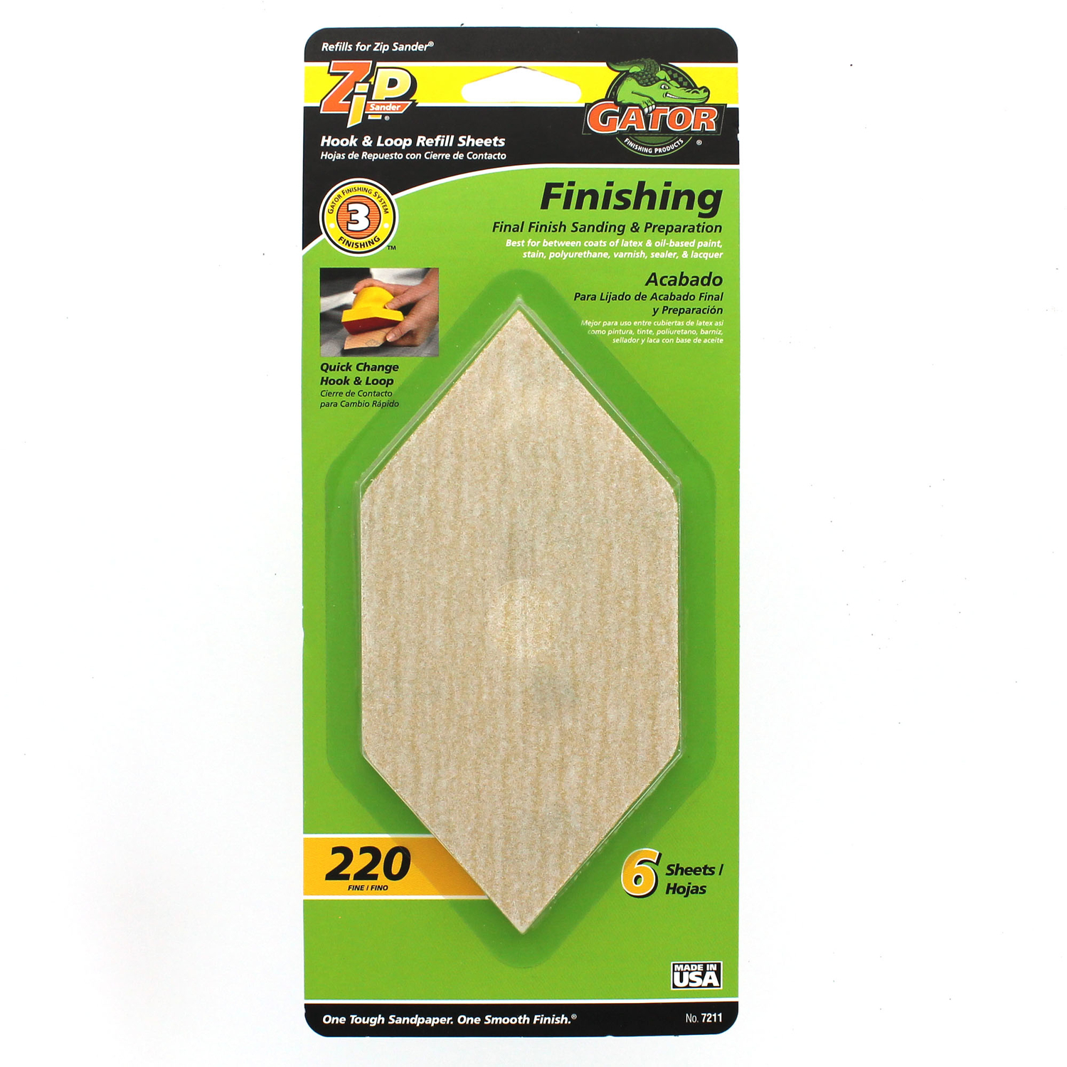 Gator Zip Sander 6 in. L X 3 in. W 220 Grit Aluminum Oxide Sanding Sheet 6 pk - Mycitystee