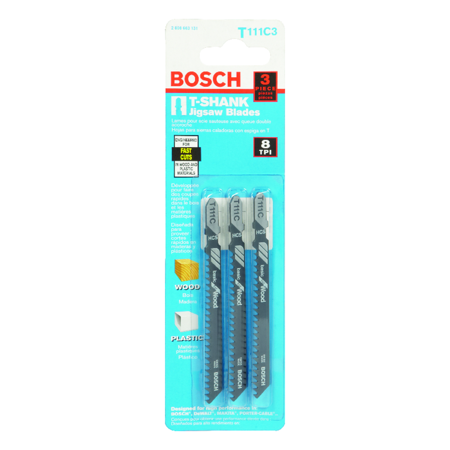 Bosch 4 in. High Carbon Steel T-Shank Side set and milled Jig Saw Blade 8 TPI 3 pk - Mycitystee