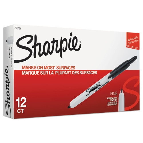 Sharpie Retractable Permanent Marker， Fine Bullet Tip， Black (32701) - Mycitystee