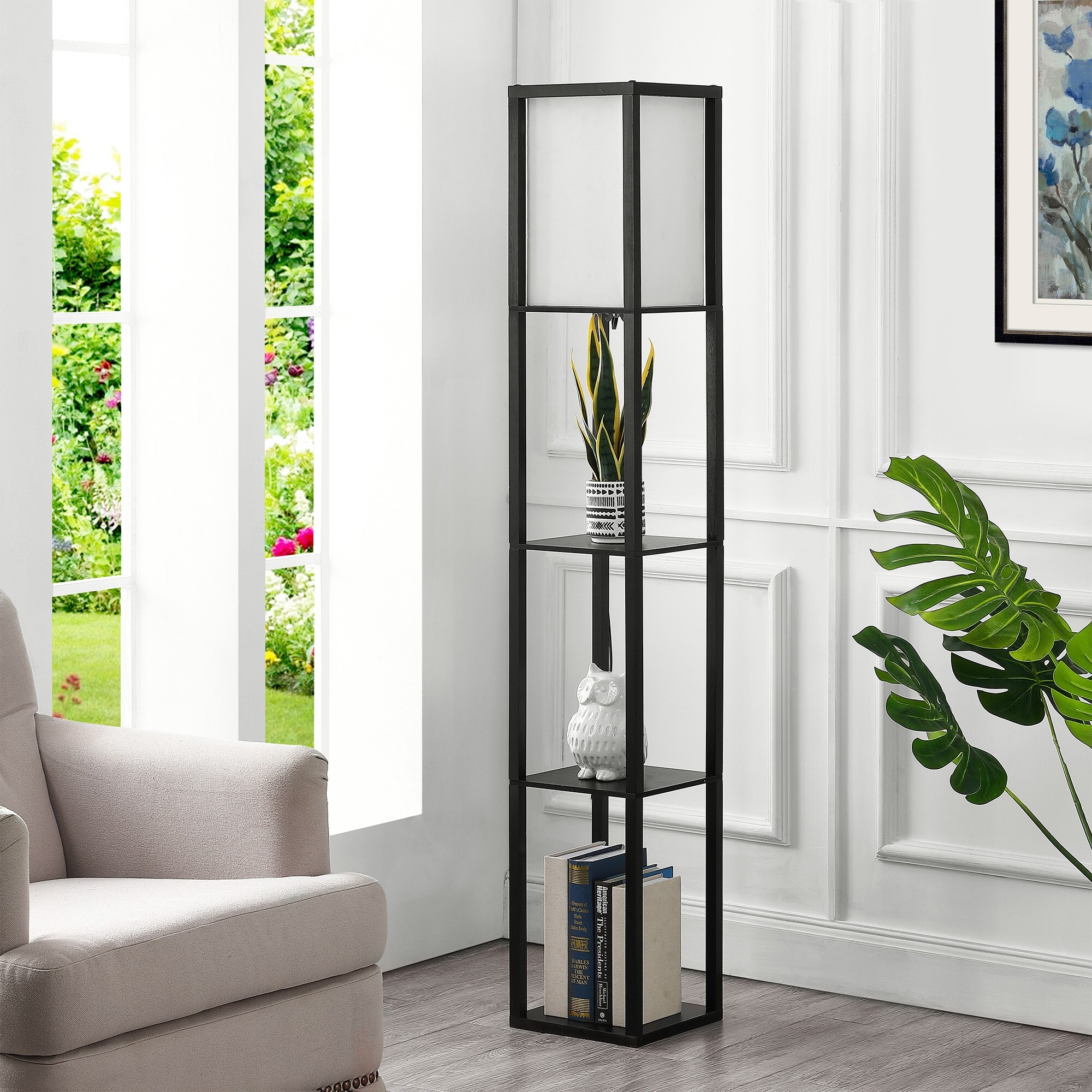 GetLedel 63-inch Etagere Floor Lamp with 3-tier Storage Shelf - Mycitystee