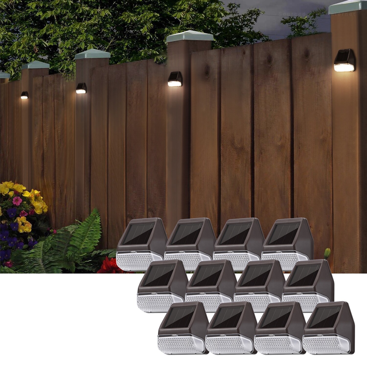 LED Solar Powered Deck Lights， Outdoor Wall Light， for Garden Yard Stair Patio - Mycitystee
