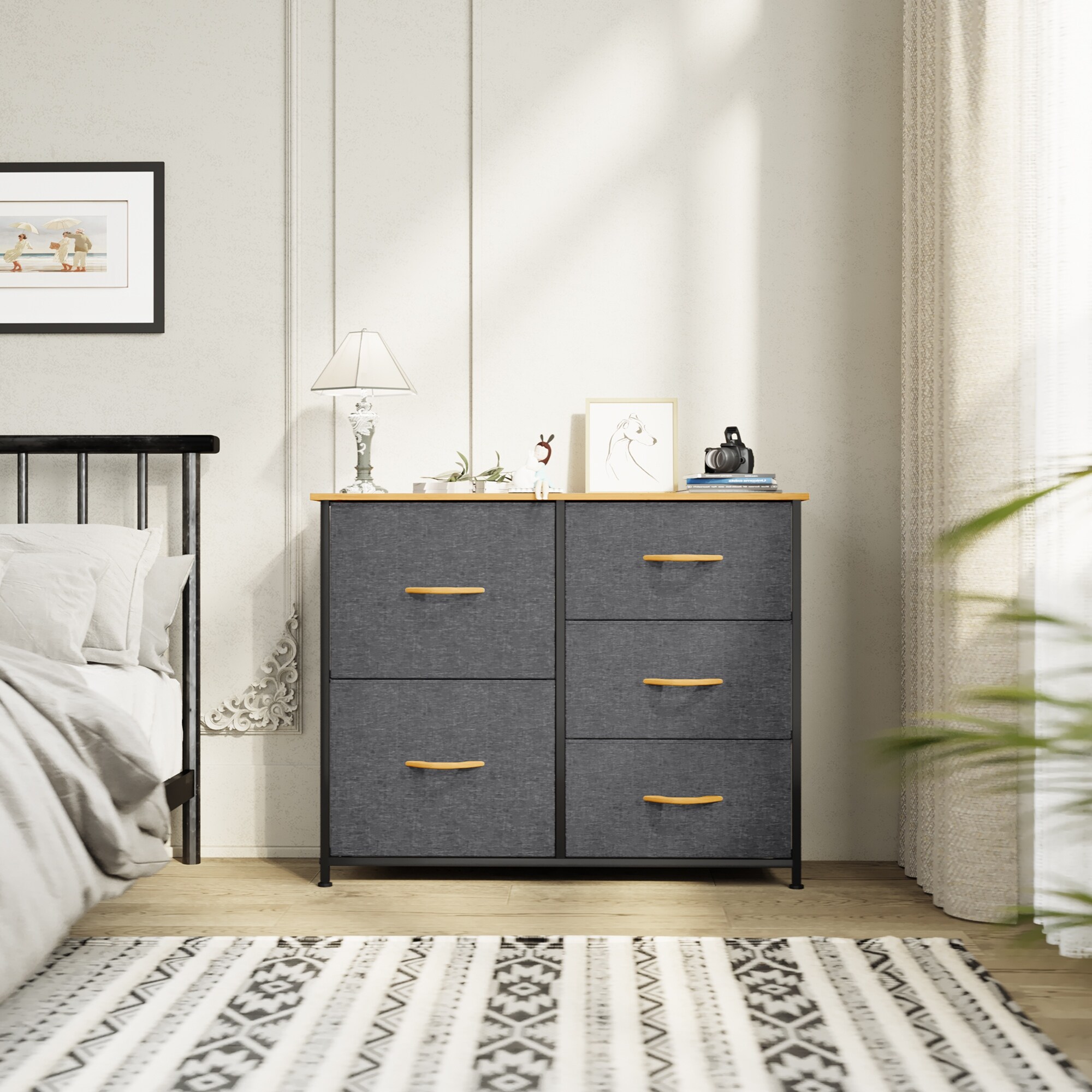 5 Drawers Furniture Storage Chest Grey 5-Drawer Dresser - - 37509188 - Mycitystee