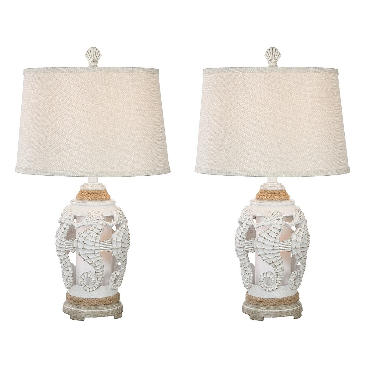 Sanibel Seahorse Coastal Table Lamp - Antique White - Mycitystee