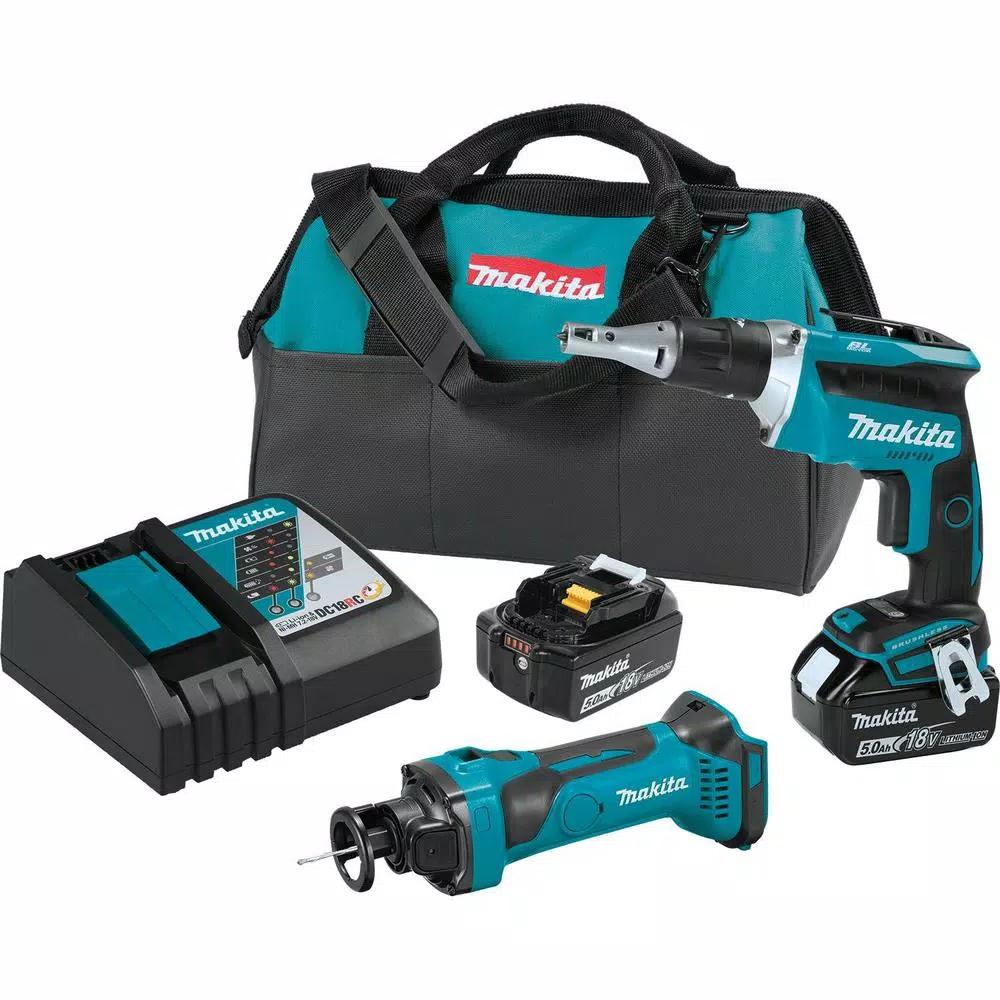Makita 18-Volt LXT Lithium-ion Cordless 2-Piece Combo Kit (Brushless Drywall Screwdriver/Cut-Out Tool) 5.0Ah and#8211; XDC Depot - Mycitystee