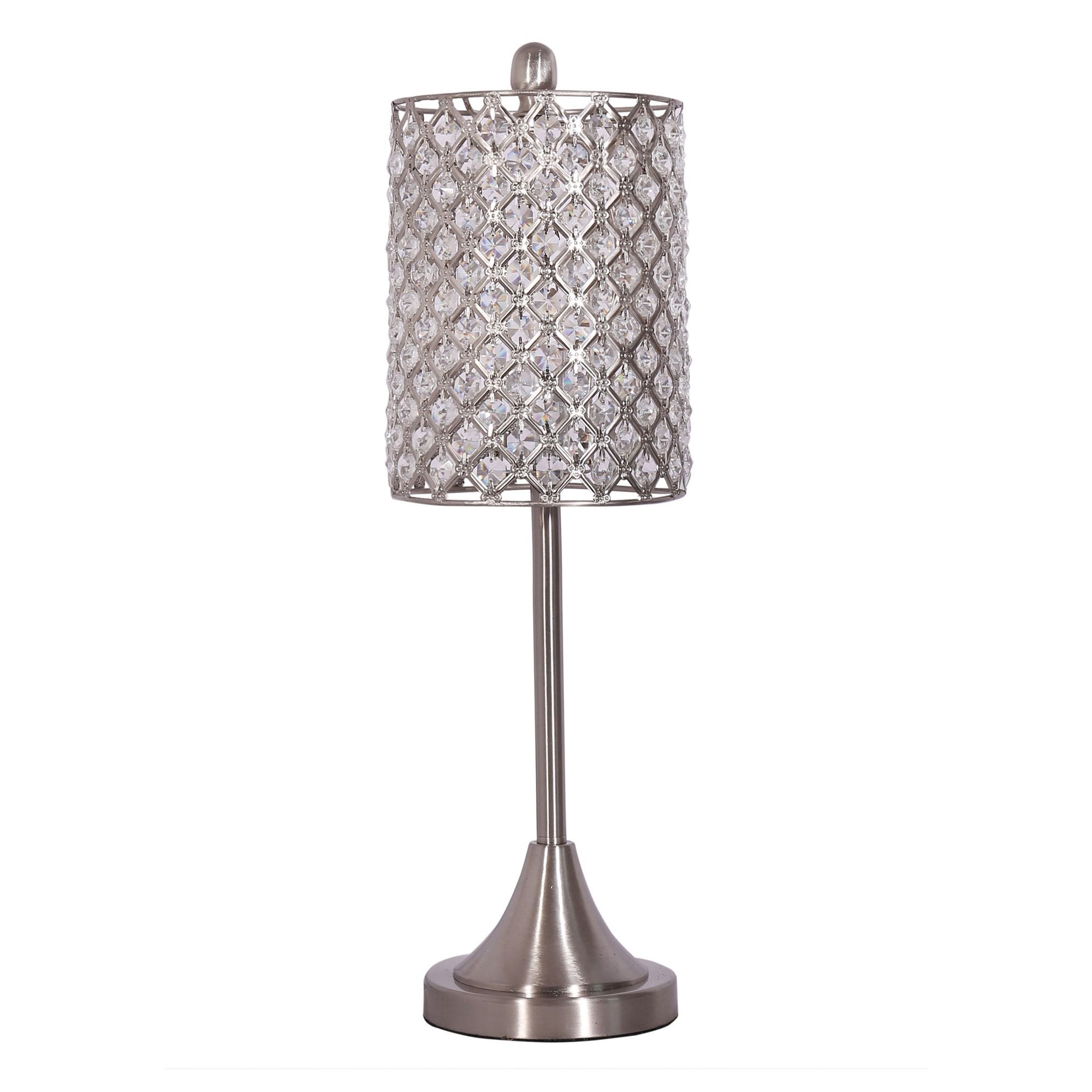 Set of 2 Metal Table Lamp w Crystal Bead Shade - Mycitystee
