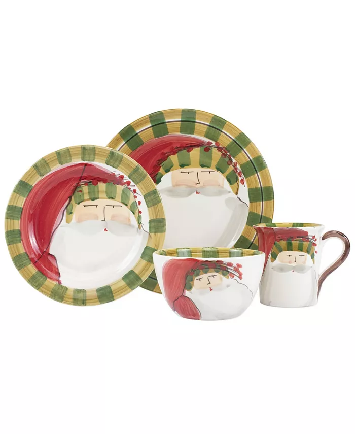 VIETRI Old St. Nick Striped Hat 4 Piece Place Setting - Mycitystee