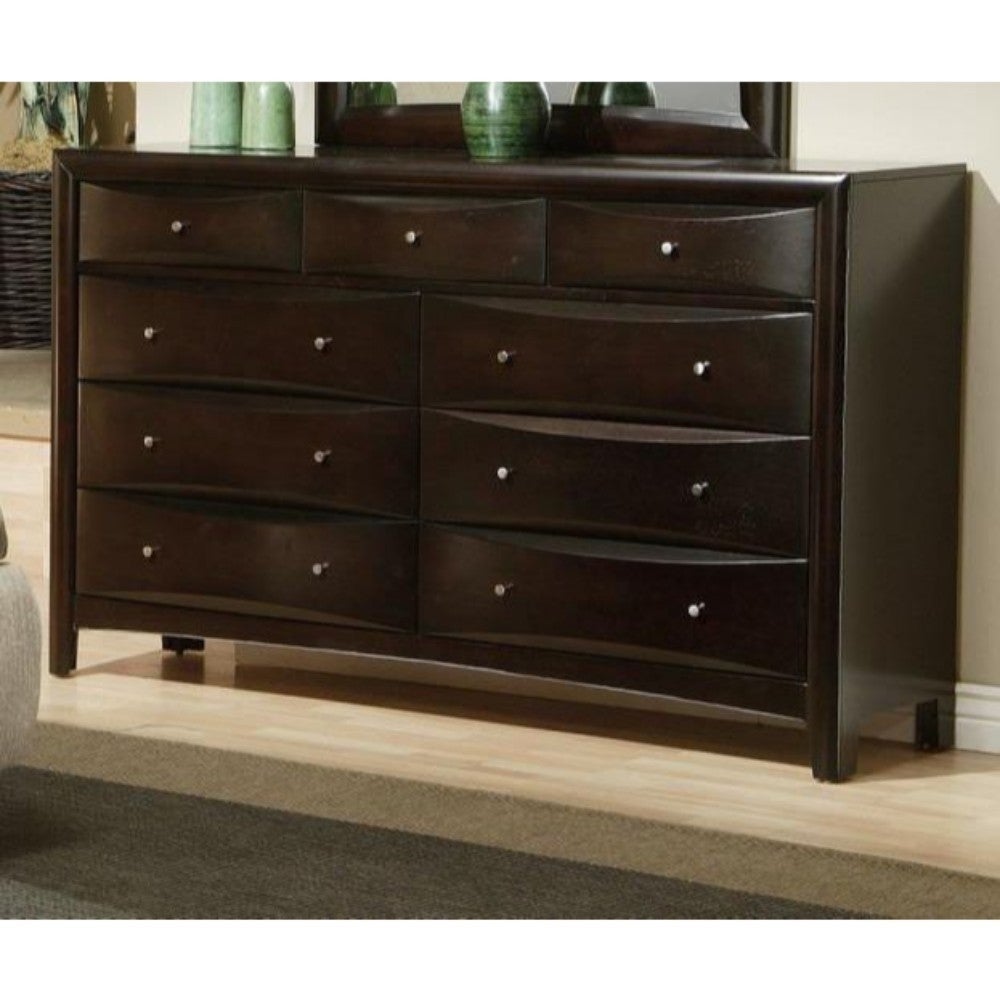 Traditional 9 Drawer Wooden Dresser， Cappuccino Brown - - 21733243 - Mycitystee