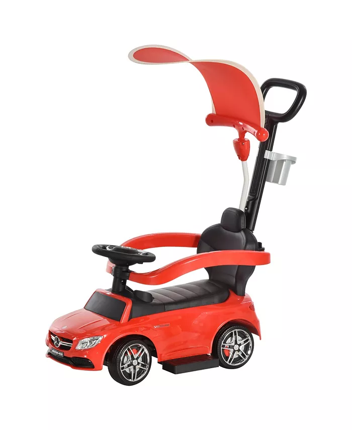 Aosom Riding Kids Toy Vehicle Stroller Sliding Car with Canopy， Red - Mycitystee