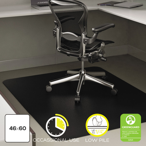 Deflecto EconoMat Occasional Use Chair Mat for Low Pile Carpet， 46 x 60， Rectangular， Black (CM11442FBLK) - Mycitystee
