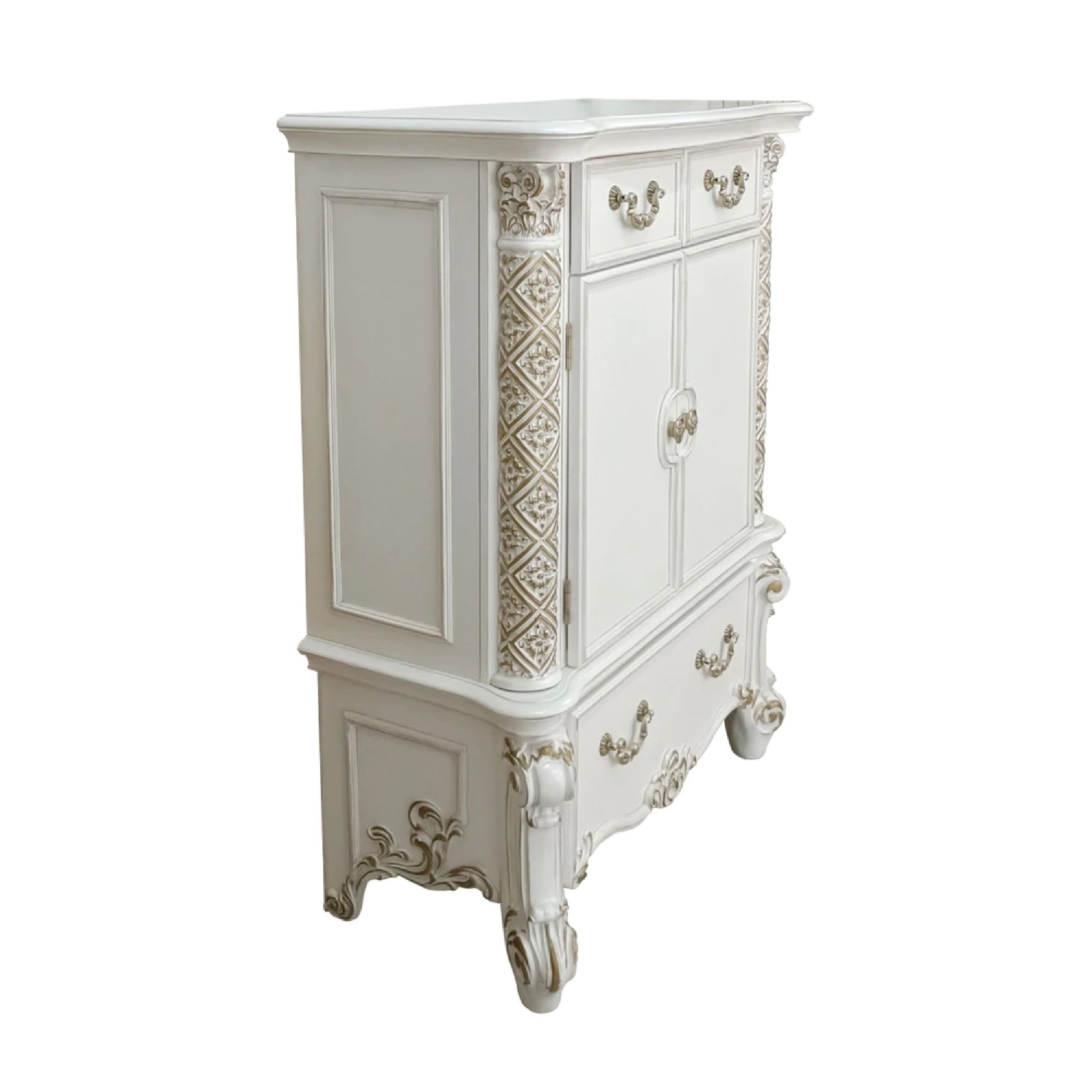 Jess 55 Inch Classic Tall Dresser Chest， 5 Drawers， Drop Handles， White - - 35936899 - Mycitystee