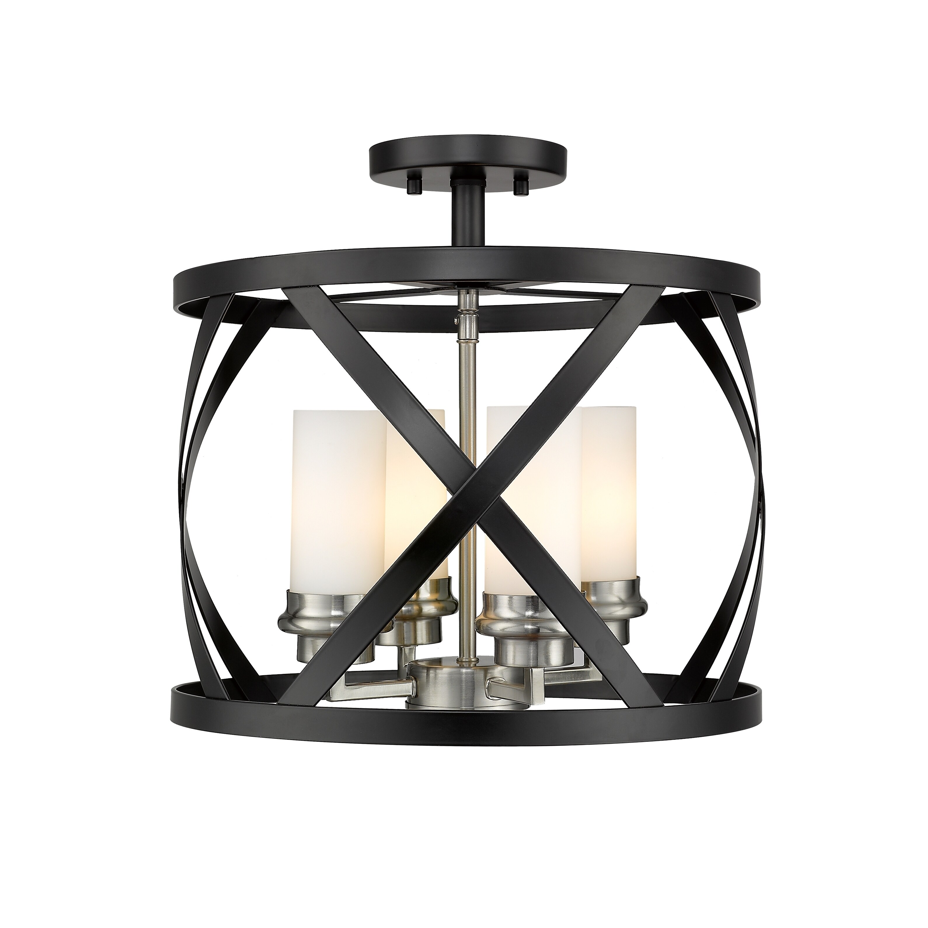 Malcalester 4 Light Semi Flush Mount - Matte Black + Brushed Nickel - Mycitystee