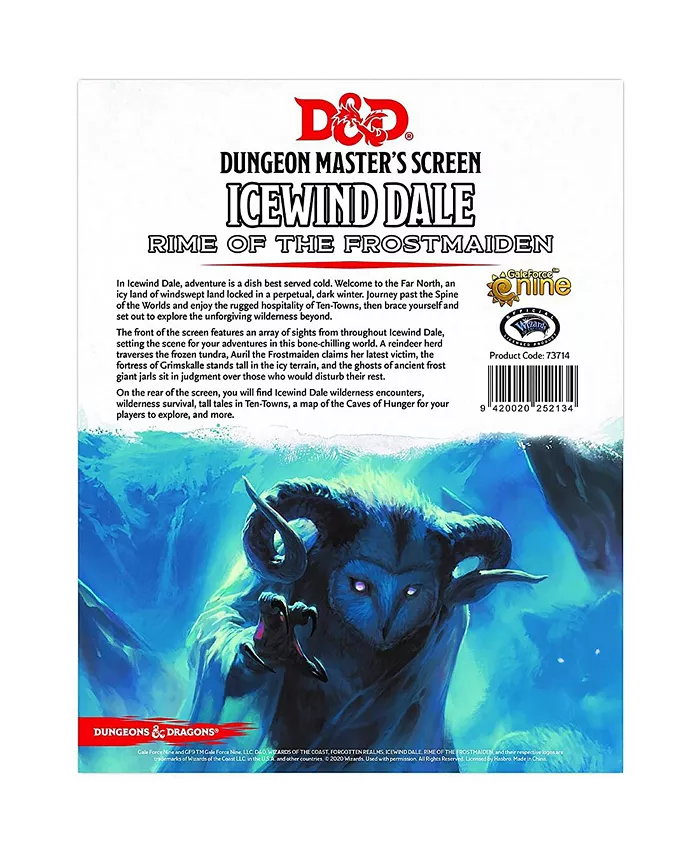 Dungeons Dragons D D Icewind Dale Rime of the Frostmaiden Dungeon Master's Screen Tabletop RPG DM Screen Dungeons Dragons - Mycitystee