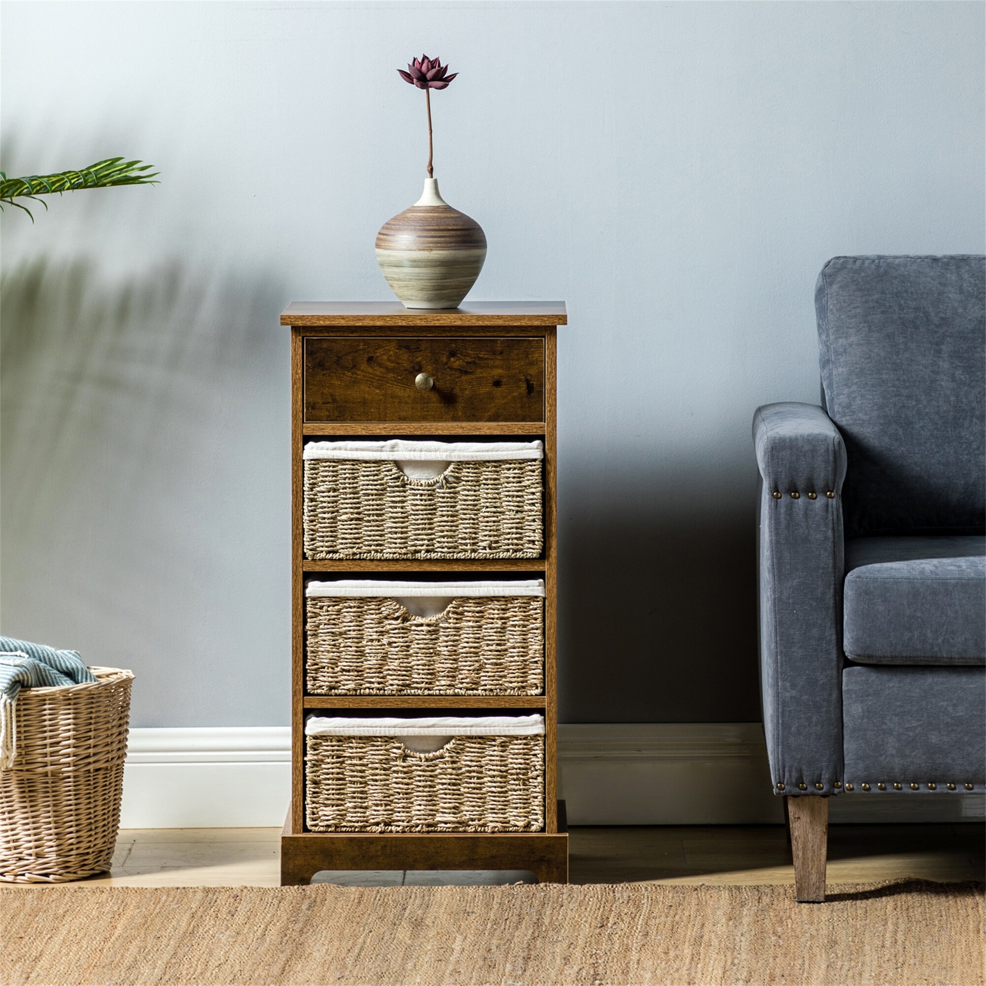 4-Drawer Dresser，with Removable Woven Baskets - - 36547864 - Mycitystee