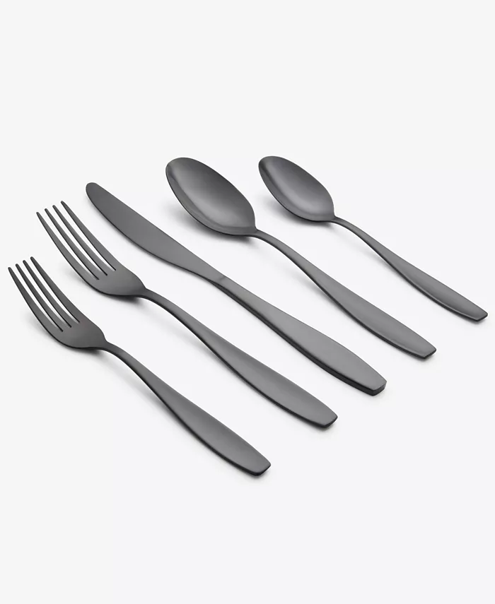 Cambridge Silversmiths January Black Satin 20-Piece Flatware Set， Service for 4 - Mycitystee