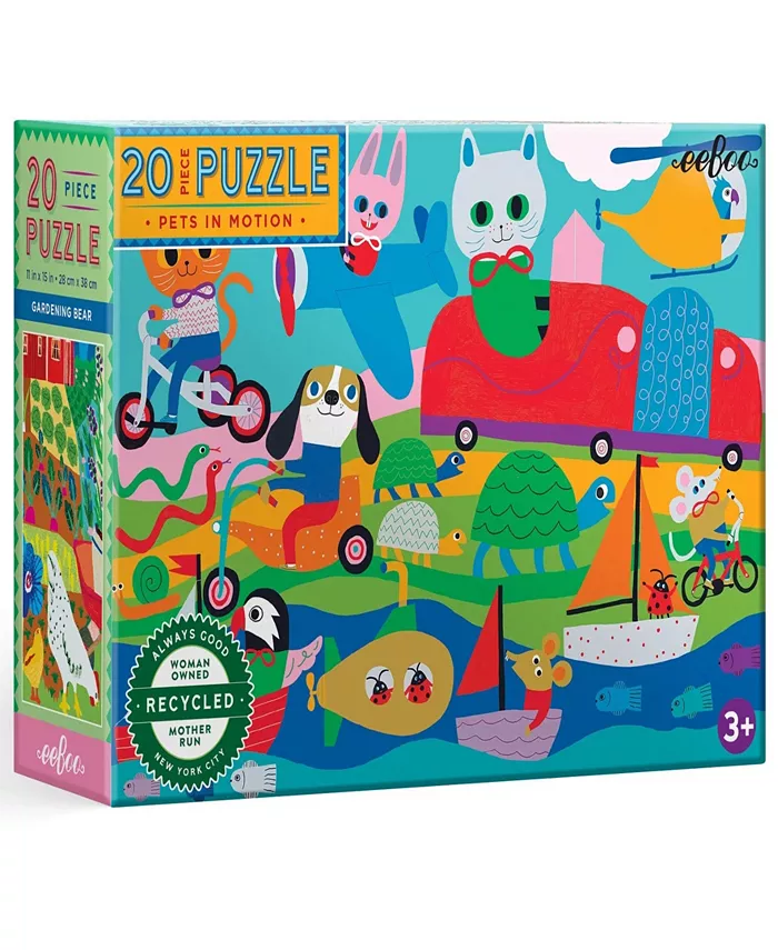 Eeboo Pets in Motion 20 Piece Jigsaw Puzzle Set， Ages 3 and up - Mycitystee