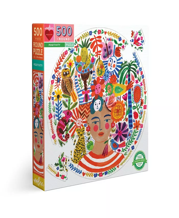 Eeboo Piece and Love Positivity 500 Piece Round Circle Jigsaw Puzzle - Mycitystee