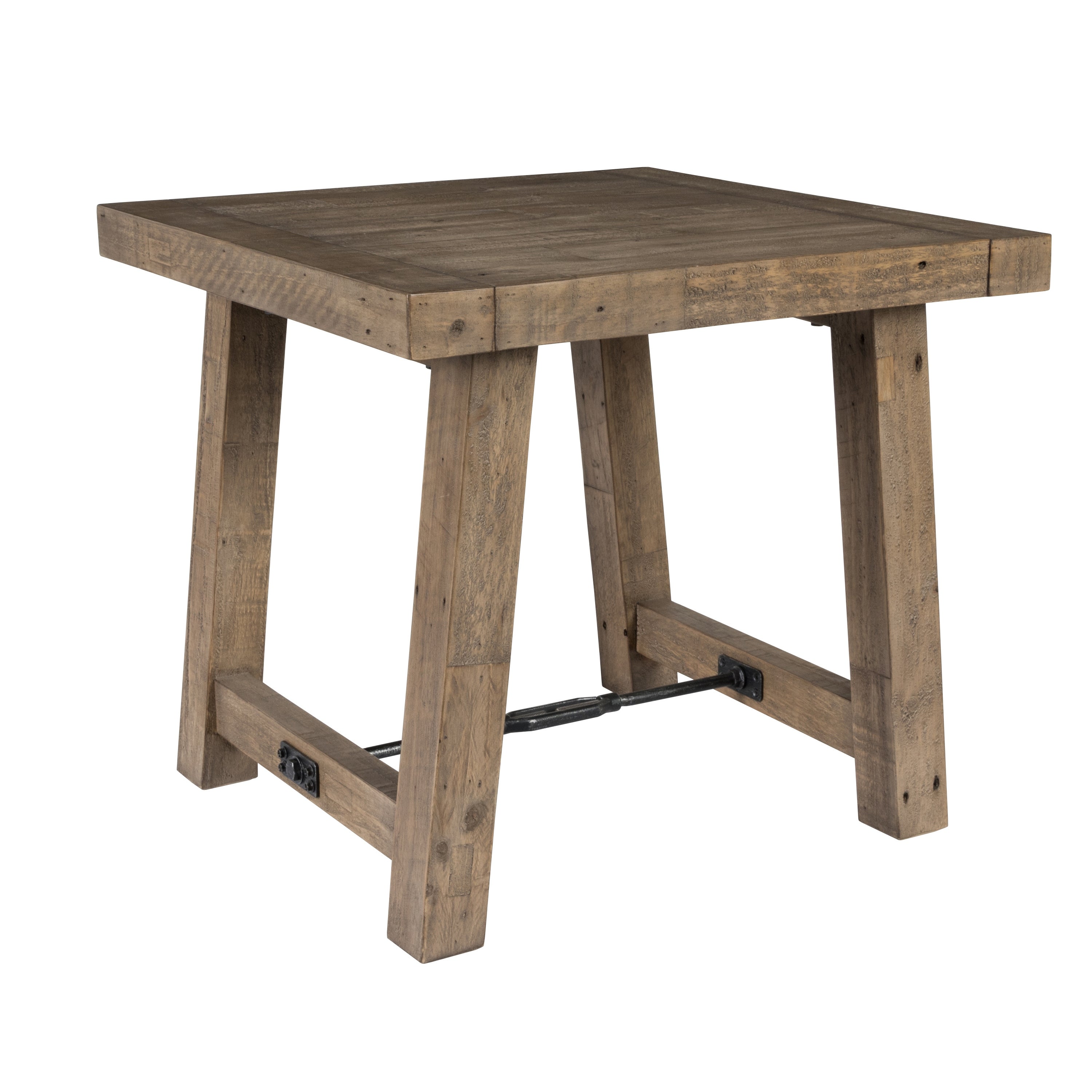 Handcrafted Reclaimed Wood End Table with Grains， Weathered Gray - 24 H x 26 W x 26 L Inches - Mycitystee