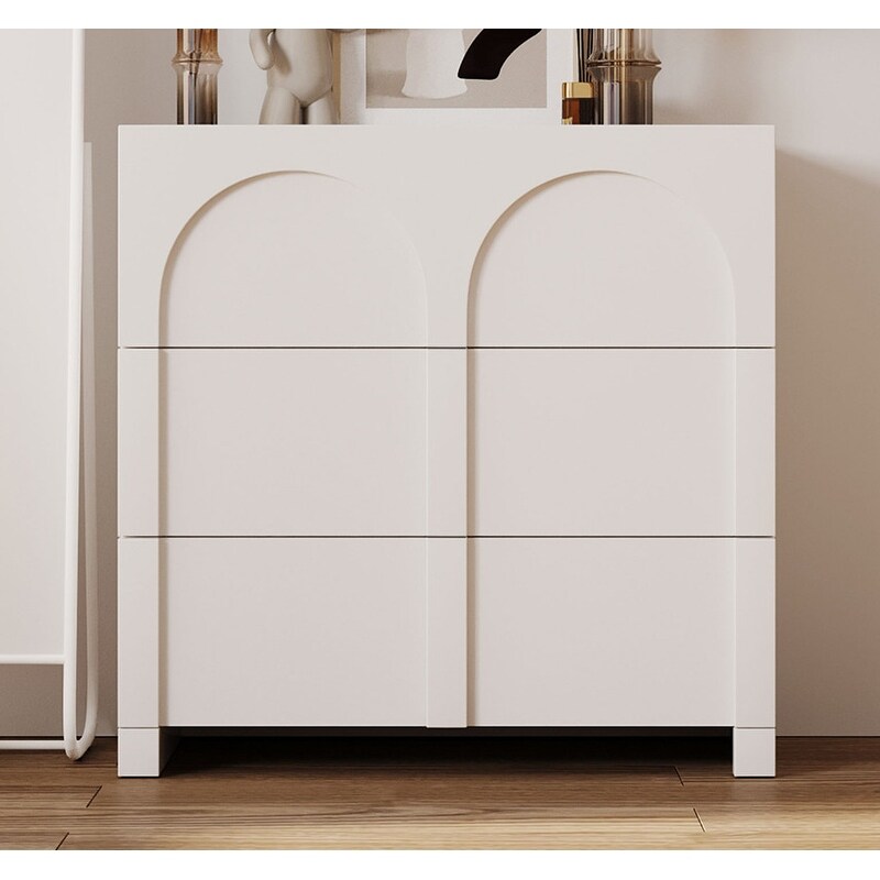 High Gloss White WoodandMDF 3-Drawer Chest - - 37722918 - Mycitystee