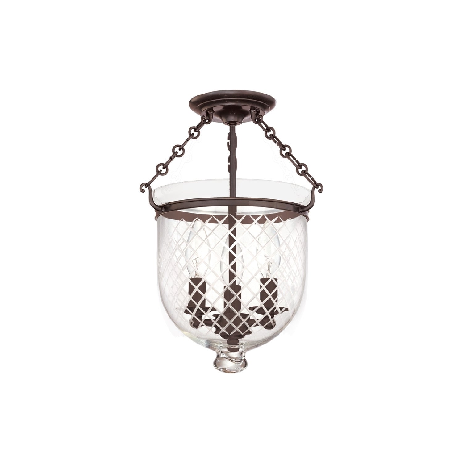 Hudson Valley Hampton 3-light 15 inch Semi Flush， Bronze / Diamond Cut - Mycitystee