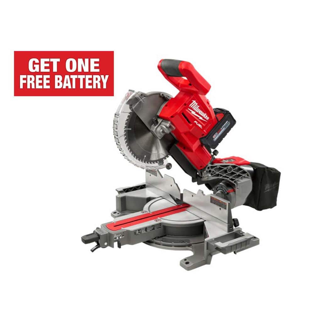 Milwaukee M18 FUEL 18V 10 in. Lithium-Ion Brushless Cordless Dual Bevel Sliding Compound Miter Saw Kit with One 8.0 Ah Battery 2734-21 - Mycitystee