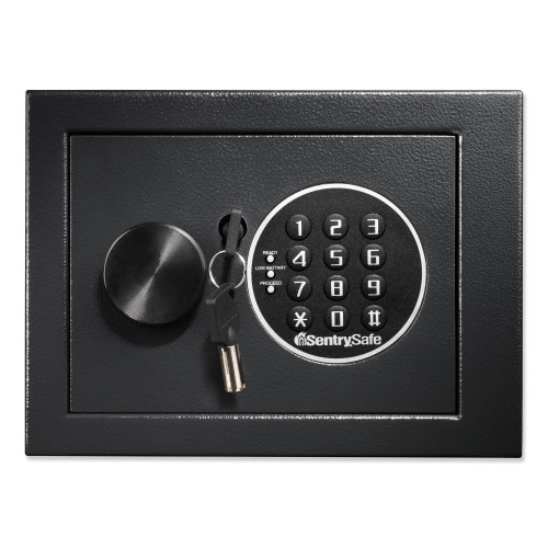 SentrySafe Electronic Security Safe， 0.14 cu ft， 9w x 6.6d x 6.6h， Black (X014E) - Mycitystee